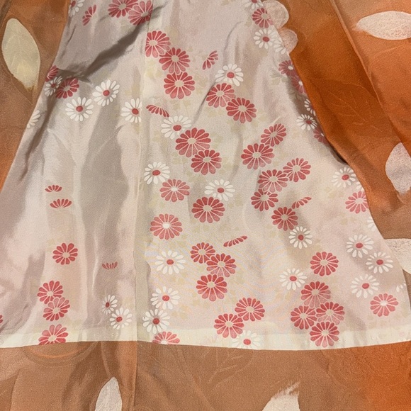 Vintage Orange & Cream Floral Silk Kimono - Picture 9 of 9